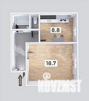 1-к квартира, вторичка, 38м2, 1/12 этаж