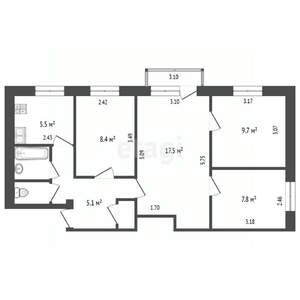 4-к квартира, вторичка, 59м2, 4/5 этаж