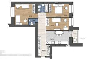 3-к квартира, сданный дом, 87м2, 5/15 этаж