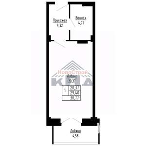 1-к квартира, вторичка, 31м2, 12/16 этаж