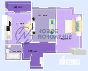 2-к квартира, строящийся дом, 65м2, 1/16 этаж