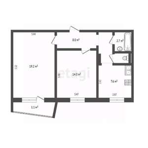 2-к квартира, вторичка, 51м2, 3/9 этаж