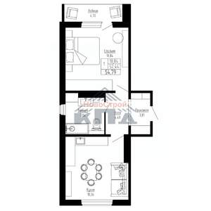 1-к квартира, вторичка, 55м2, 4/16 этаж