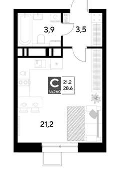 Студия квартира, строящийся дом, 29м2, 21/21 этаж