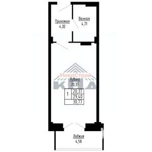 1-к квартира, строящийся дом, 31м2, 9/16 этаж