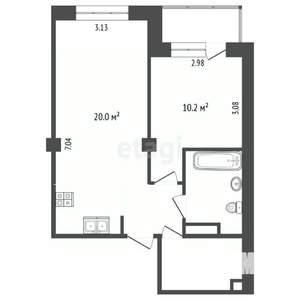 1-к квартира, вторичка, 43м2, 5/9 этаж