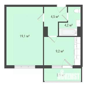 1-к квартира, строящийся дом, 37м2, 6/10 этаж