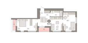 2-к квартира, вторичка, 70м2, 12/16 этаж