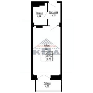 1-к квартира, строящийся дом, 30м2, 7/16 этаж
