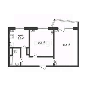 2-к квартира, вторичка, 53м2, 7/10 этаж