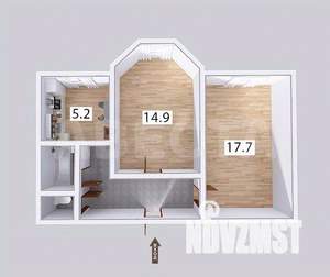 2-к квартира, вторичка, 50м2, 1/2 этаж