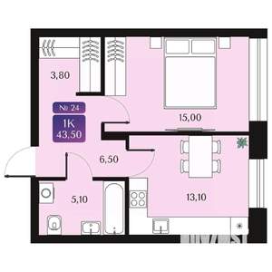 1-к квартира, вторичка, 44м2, 5/9 этаж