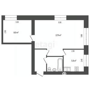 2-к квартира, вторичка, 38м2, 4/5 этаж