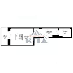 1-к квартира, строящийся дом, 30м2, 4/16 этаж
