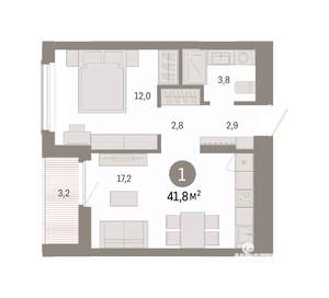 1-к квартира, вторичка, 42м2, 11/16 этаж