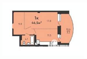 1-к квартира, вторичка, 43м2, 6/16 этаж