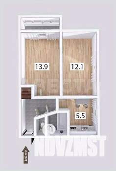 2-к квартира, вторичка, 40м2, 5/5 этаж