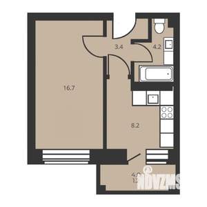 1-к квартира, строящийся дом, 32м2, 4/9 этаж