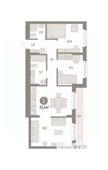 2-к квартира, вторичка, 72м2, 8/8 этаж