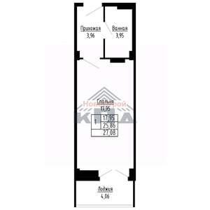 1-к квартира, строящийся дом, 27м2, 2/16 этаж