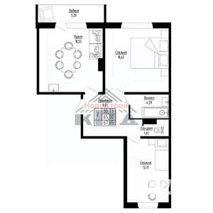 2-к квартира, строящийся дом, 68м2, 4/8 этаж