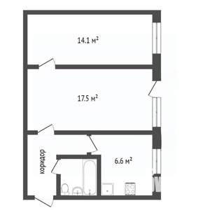 2-к квартира, вторичка, 42м2, 2/5 этаж