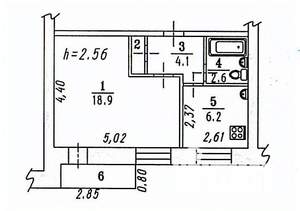 1-к квартира, вторичка, 33м2, 9/9 этаж