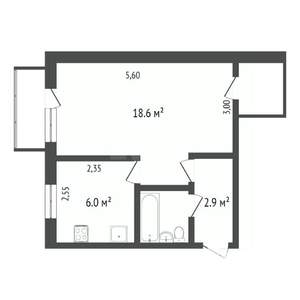 1-к квартира, вторичка, 33м2, 2/5 этаж