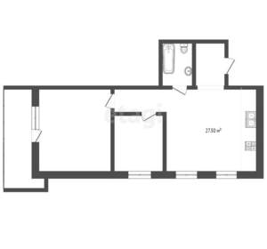 2-к квартира, вторичка, 69м2, 4/4 этаж