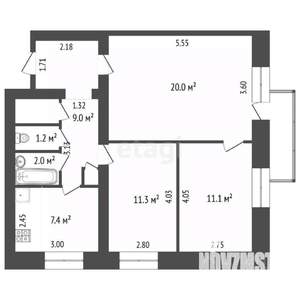 3-к квартира, вторичка, 62м2, 8/9 этаж