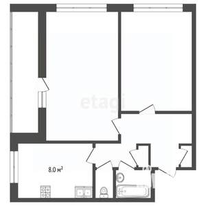 2-к квартира, вторичка, 49м2, 9/12 этаж