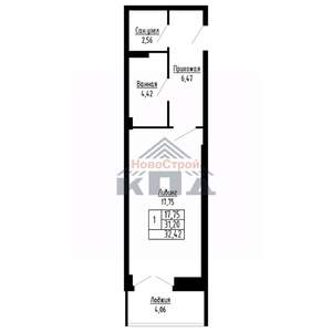 1-к квартира, вторичка, 32м2, 3/16 этаж