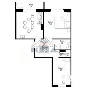 2-к квартира, строящийся дом, 68м2, 6/8 этаж