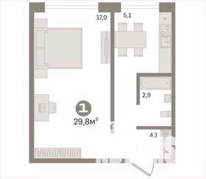 1-к квартира, вторичка, 30м2, 5/9 этаж