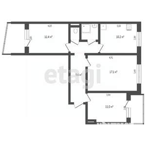 3-к квартира, вторичка, 63м2, 2/10 этаж