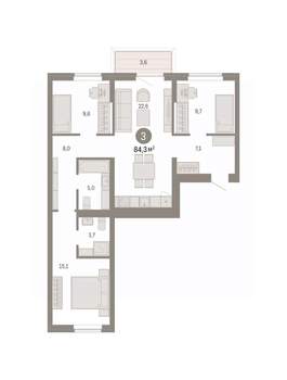 3-к квартира, вторичка, 84м2, 2/9 этаж