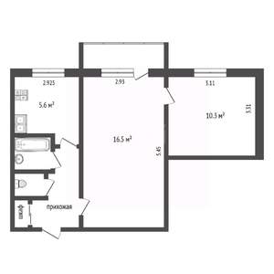 2-к квартира, вторичка, 41м2, 5/5 этаж