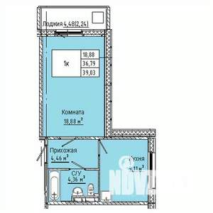 1-к квартира, вторичка, 39м2, 8/10 этаж