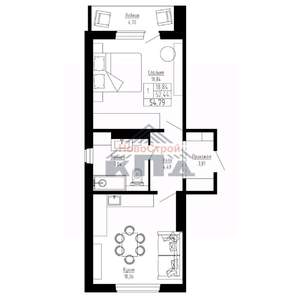1-к квартира, строящийся дом, 55м2, 13/16 этаж