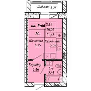 Студия квартира, вторичка, 22м2, 3/4 этаж