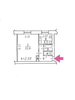 1-к квартира, вторичка, 37м2, 3/3 этаж