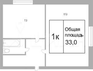 1-к квартира, вторичка, 33м2, 9/9 этаж