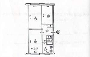 3-к квартира, вторичка, 62м2, 1/5 этаж