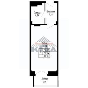 1-к квартира, строящийся дом, 30м2, 5/16 этаж