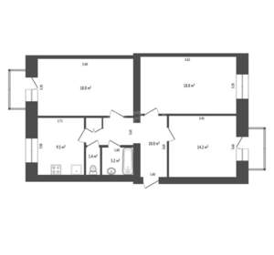 3-к квартира, вторичка, 77м2, 2/4 этаж