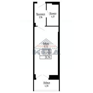 1-к квартира, строящийся дом, 27м2, 12/16 этаж