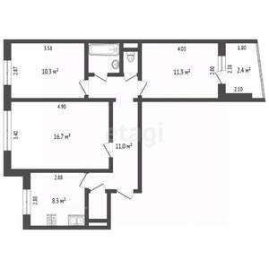 3-к квартира, вторичка, 63м2, 4/5 этаж