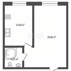 1-к квартира, вторичка, 47м2, 4/12 этаж