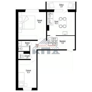 2-к квартира, строящийся дом, 68м2, 3/8 этаж