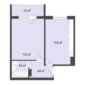 1-к квартира, строящийся дом, 36м2, 1/10 этаж